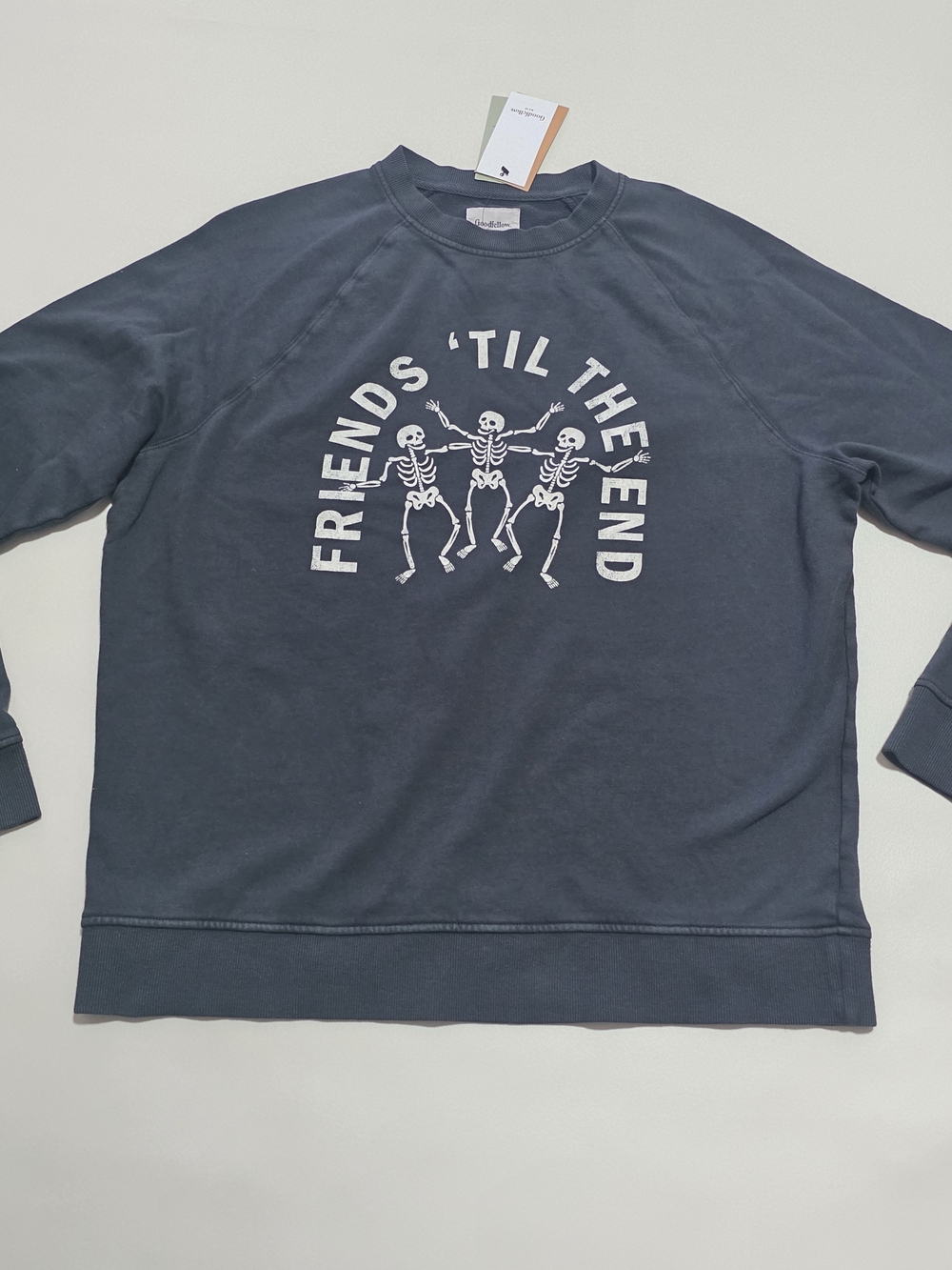 Goodfellow & Co Men's Crewneck Sweatshirt, Friends Skeletons - Charcoal Gray,L.